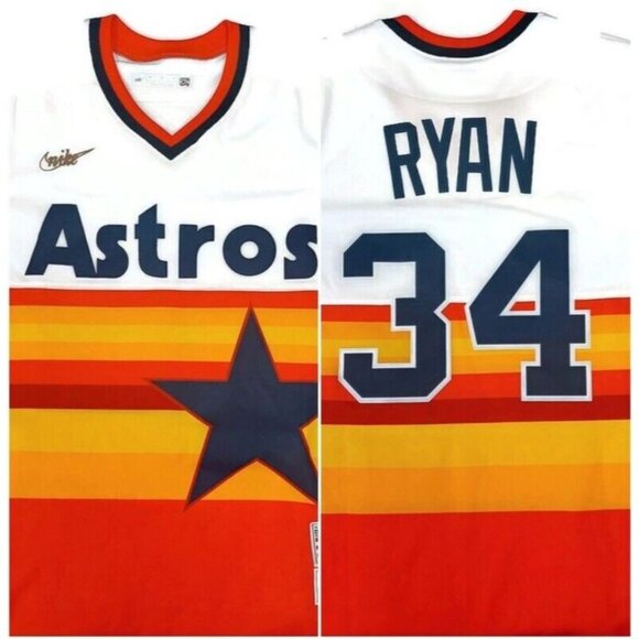 Nike Nolan Ryan Houston Astros Jersey Mens M Hall of Fame Cooperstown Collection - Picture 1 of 12